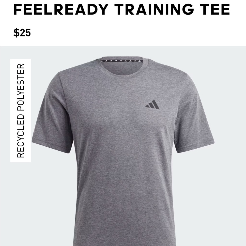 Adidas men’s train essentials T shirt heather grey NWT